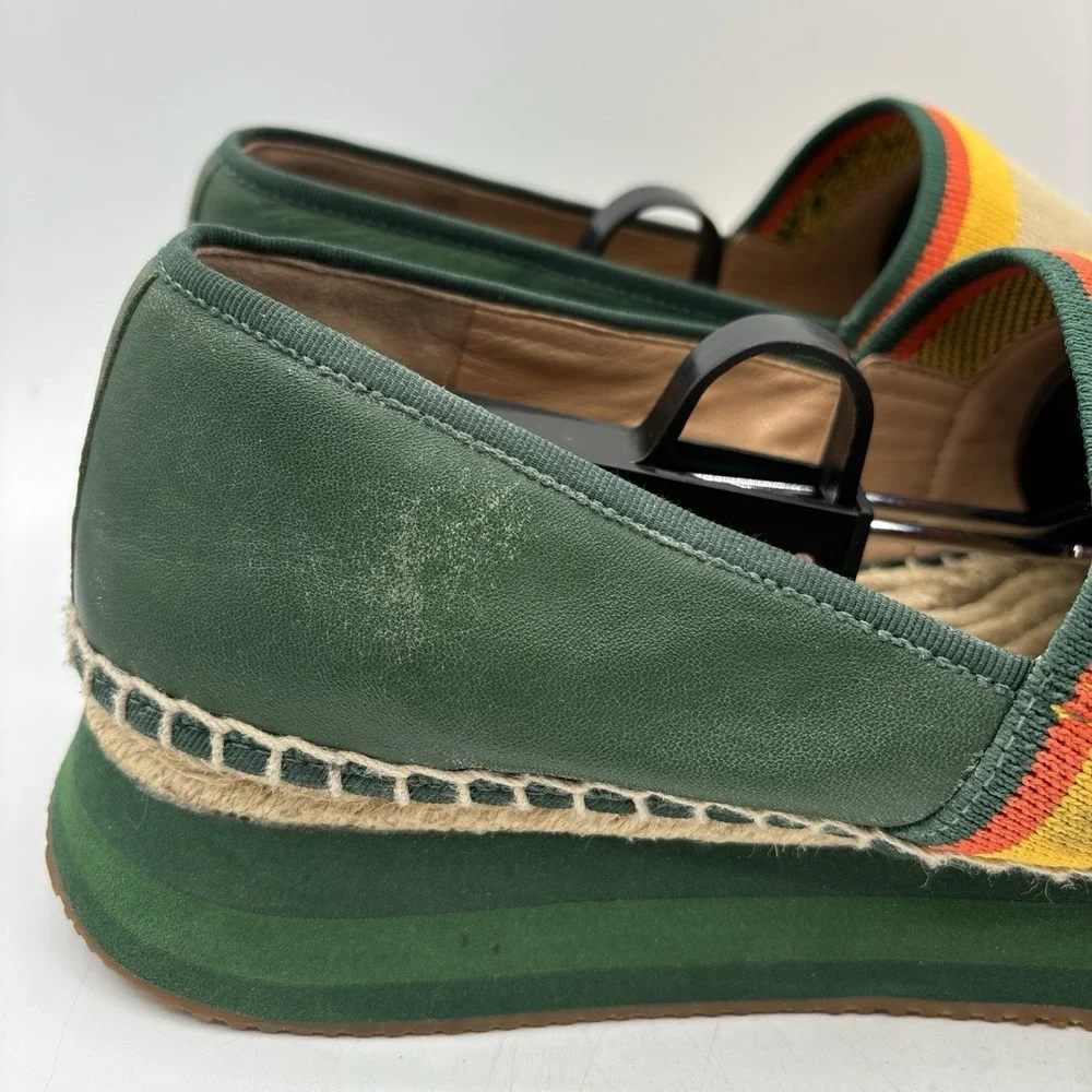 Tory‎ Burch Daisy Espadrille Slip On Sneakers Women's 10 M Knit Striped Green